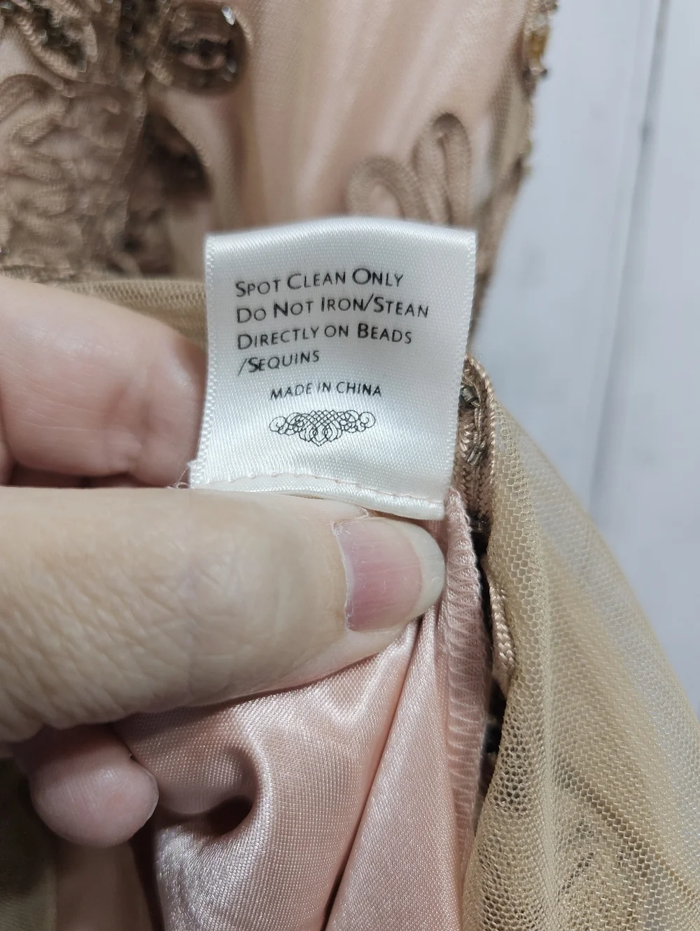 Sue Wong Nocturne Champagne Embroidered Beaded Drop Waist Dress Size 4 Lined. - Picture 10 of 13